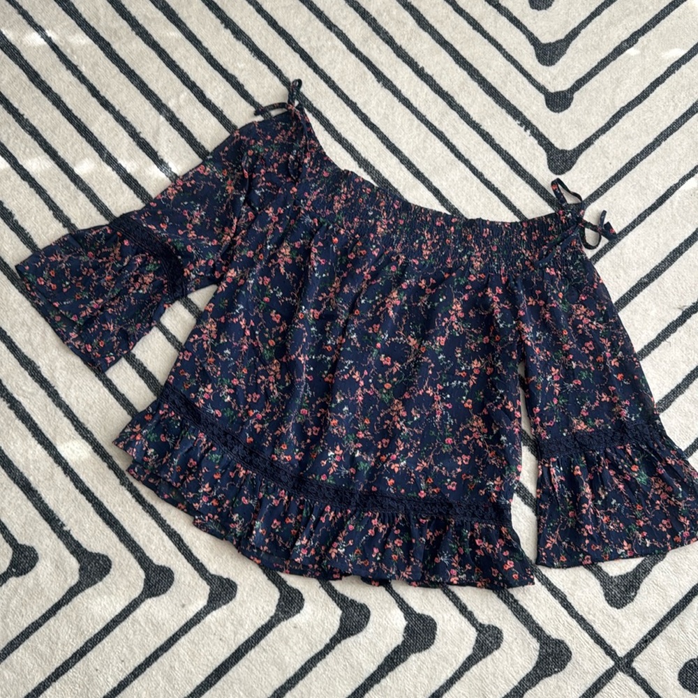 Skies Are Blue Off the Shoulder Shirt